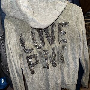 PINK Victoria's Secret Gray Zip-Up Hoodie